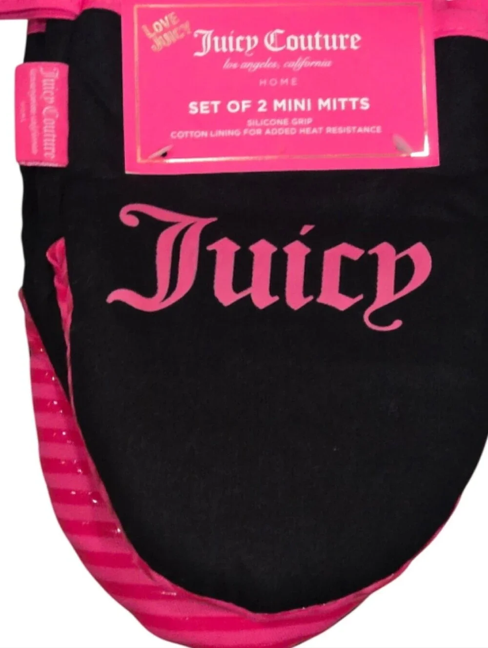 Juicy Couture Home Set Of 2 Logo Silicone Grip Mini Oven Mitts